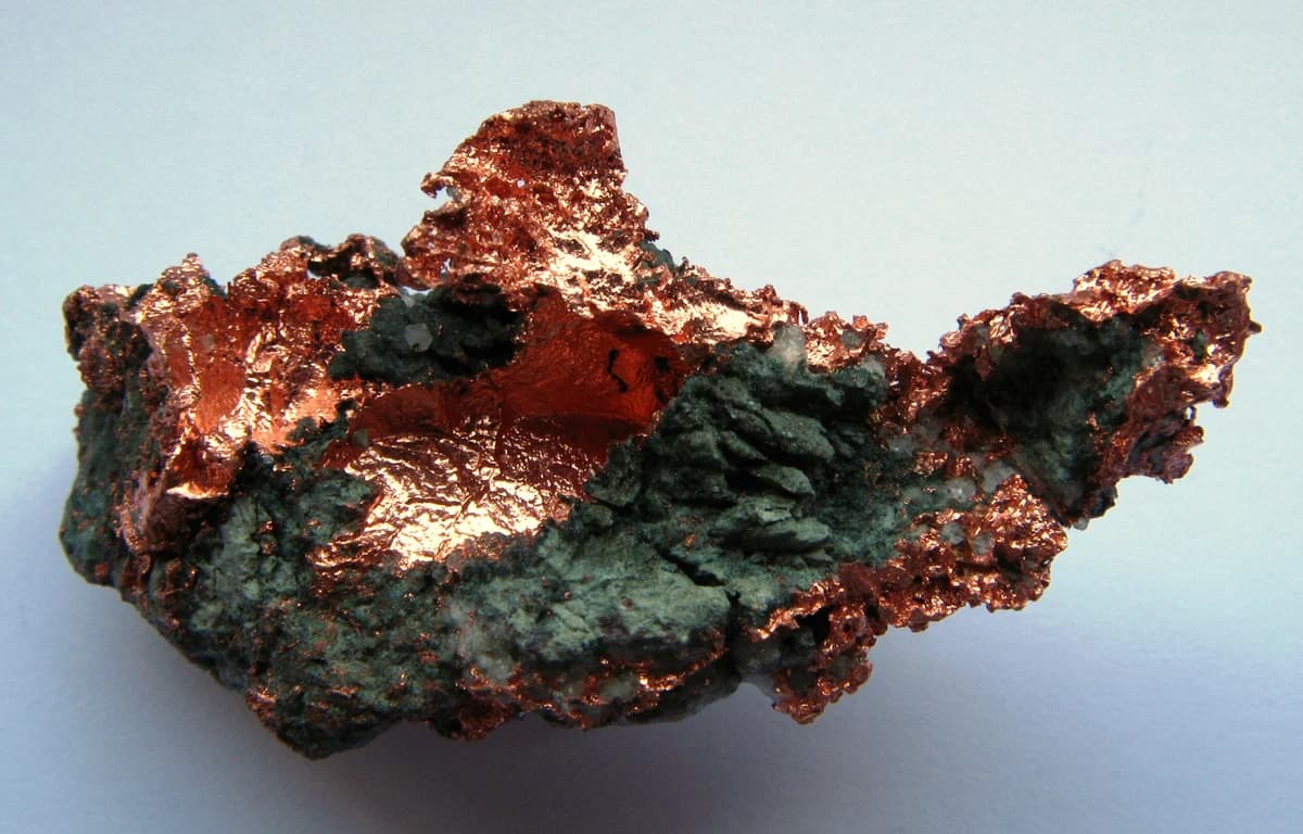 Native copper specimen, shown as a reference mineral photograph